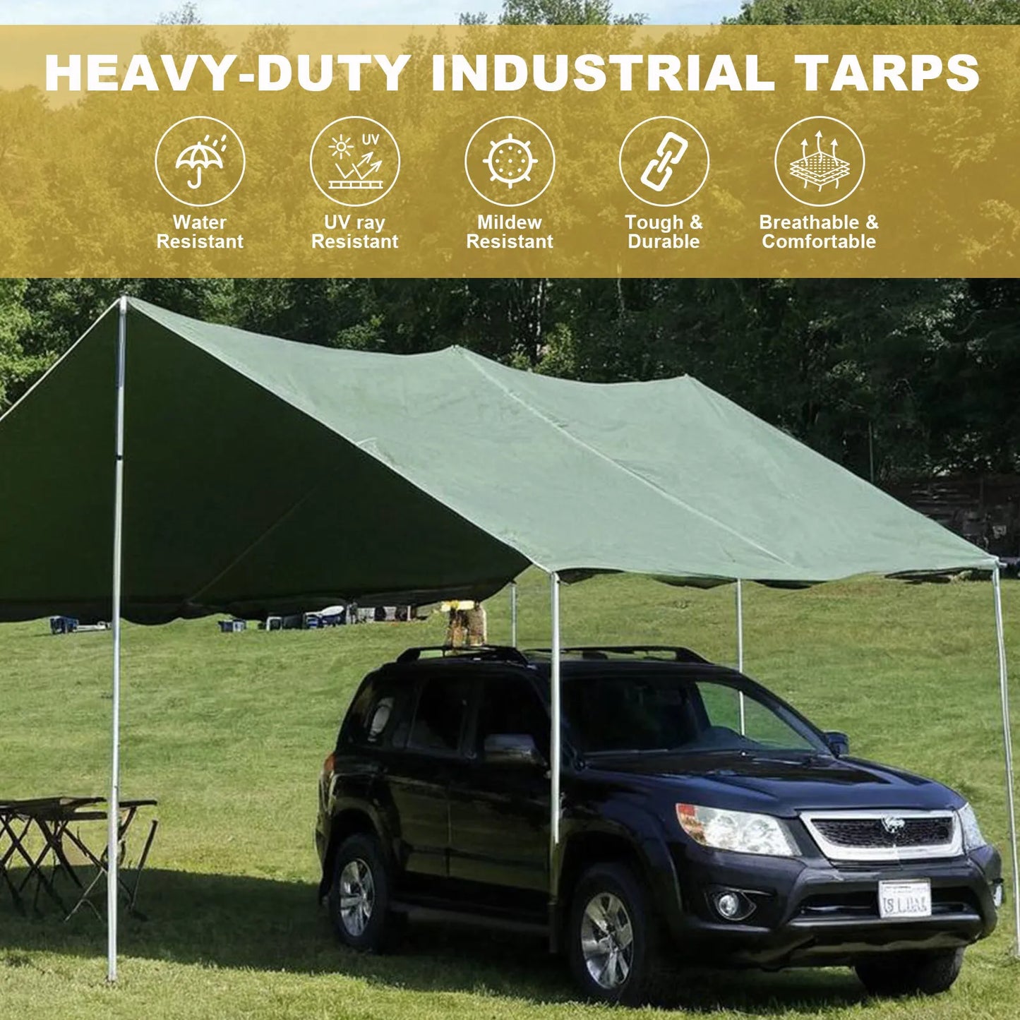 Canvas Tarp with Rustproof Grommets 450gsm Heavy Duty Multipurpose Tarpaulin Cover for Canopy Tent  Roof Camping Woodpile