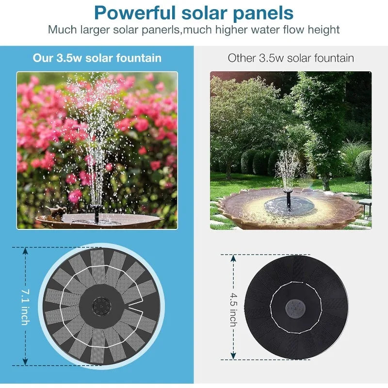 3.5W Solar Fountain Disk Design with 6 Nozzles Fountain Pump for DIY Design Water Splash Powerful Solar Panel Outdoor Decoration
