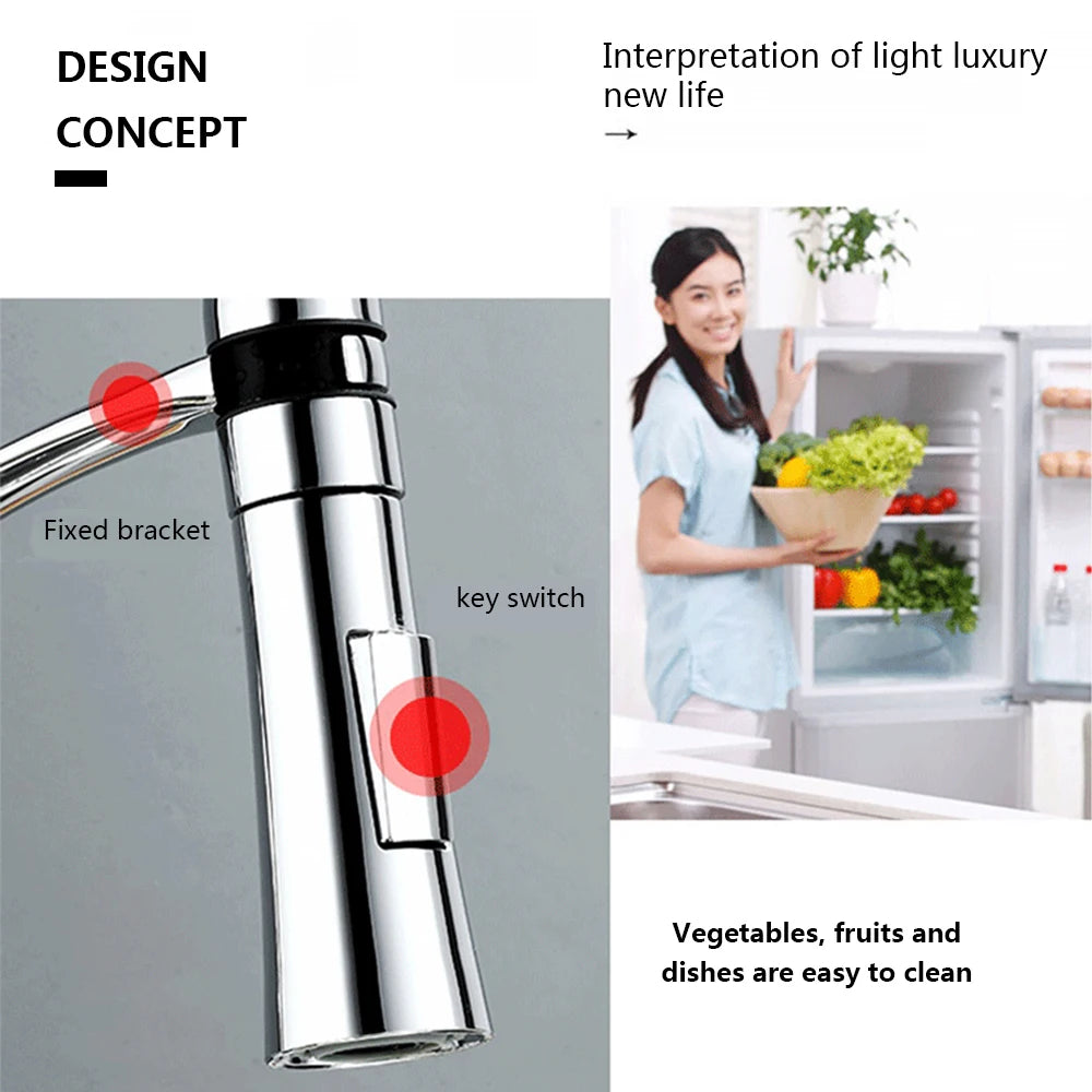 DQOK Silica Gel Nose Any Direction Rotating Kitchen Faucet Cold and Hot Black Water Mixer Pink Single Handle Kitchen Tap