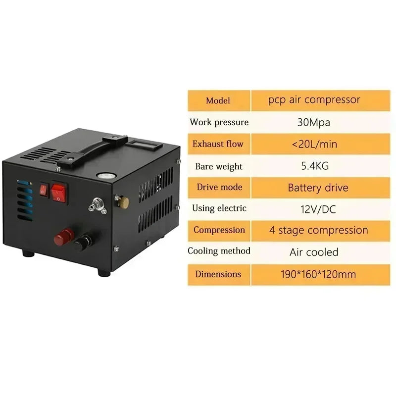 12V 110V 220V PCP Pump Refilling Air Compressor 300bar 4500Psi 30Mpa For Hunting Diving Air Car Pump Compressor Motorcycle Tyre