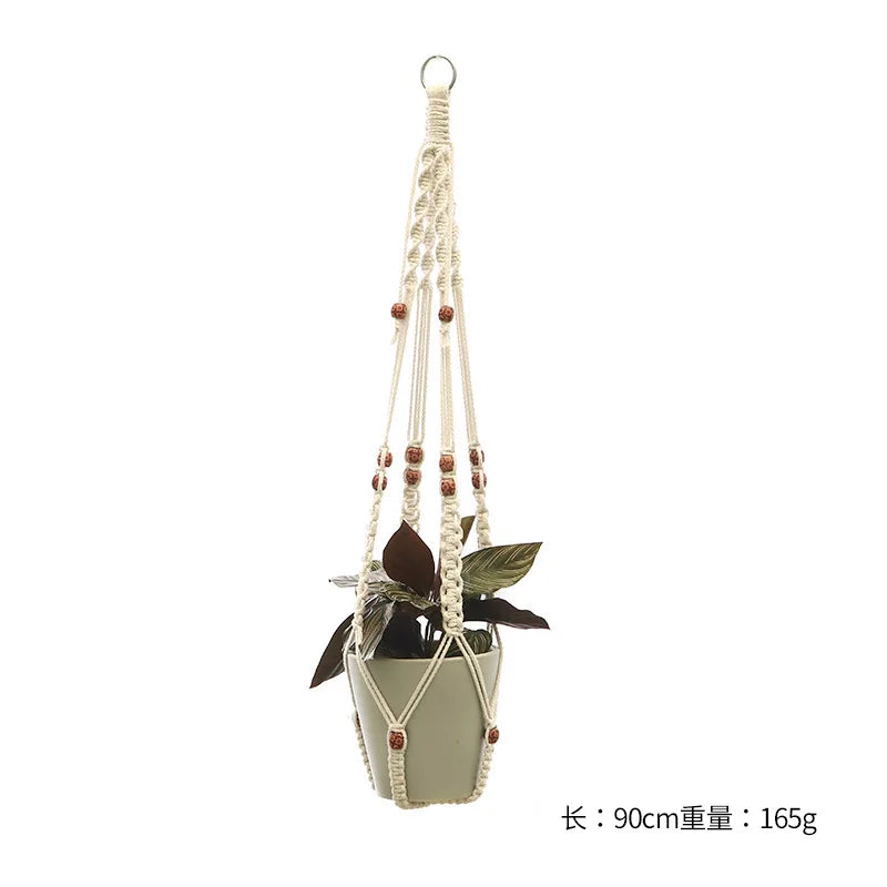 Hanging Plant Handmade Macrame Plant Hanger Flower Pot Planter Hanger Wall Decor Courtyard Garden Hanging Planter Hanging Basket
