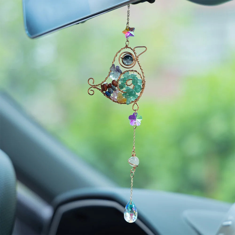 DIY Sun Pendant Amethyst Sun Catcher Crystal Sun Light Catcher Pendant Amethyst Ornaments Hanging Drop Outdoor Garden Home Decor