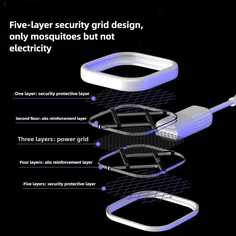 Electric Mosquito Swatter UV Light Bug Zapper Rechargeable Fly Killer Insect Racket Portable Outdoor Pest Control for Camping