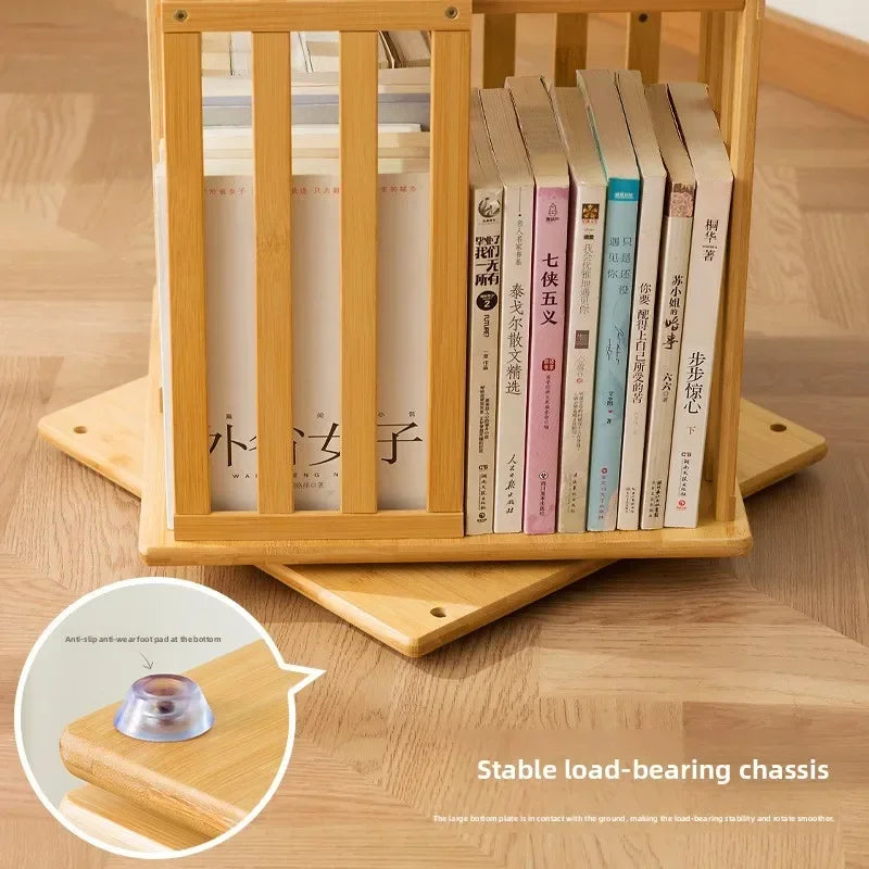 Rotating bookshelf 360 degree floor storage shelf Internet celebrity home simple student bookcase
