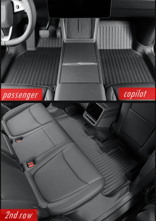 Fully Protection Floor Liners For 2025 Tesla Model Y Juniper Floor Mats with Door Sill Protector Front Rear Cargo Liner Juniper