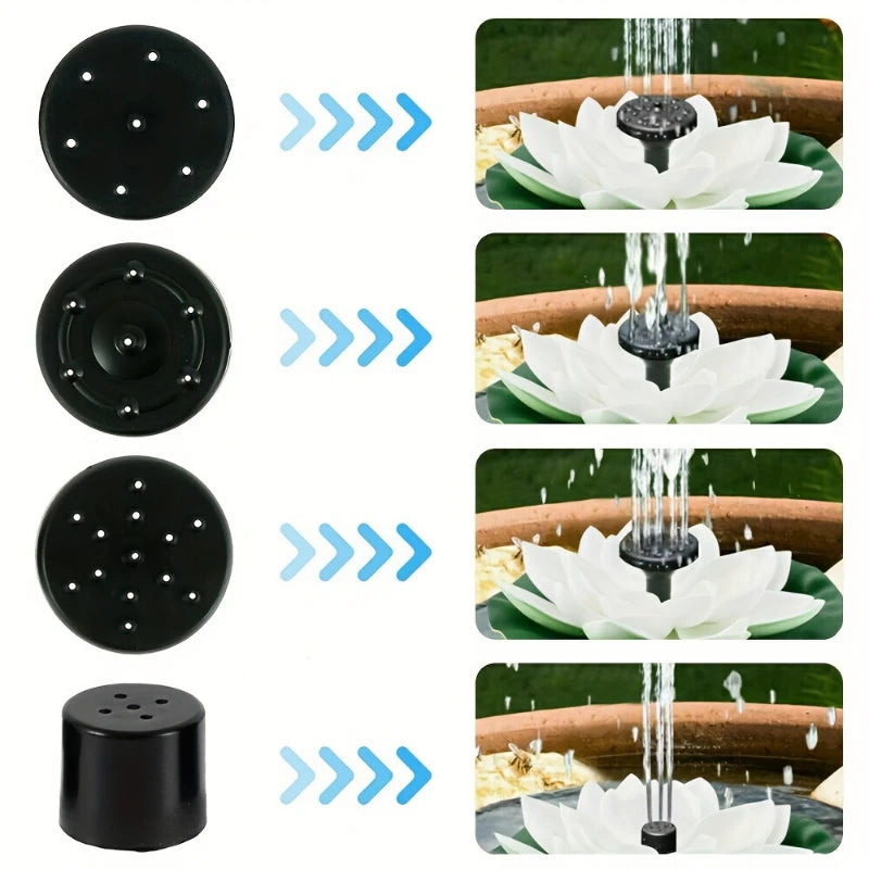 1.2W solar lotus fountain pump, DIY lotus solar fountain, suitable for garden bird bath, pond decoration, water features