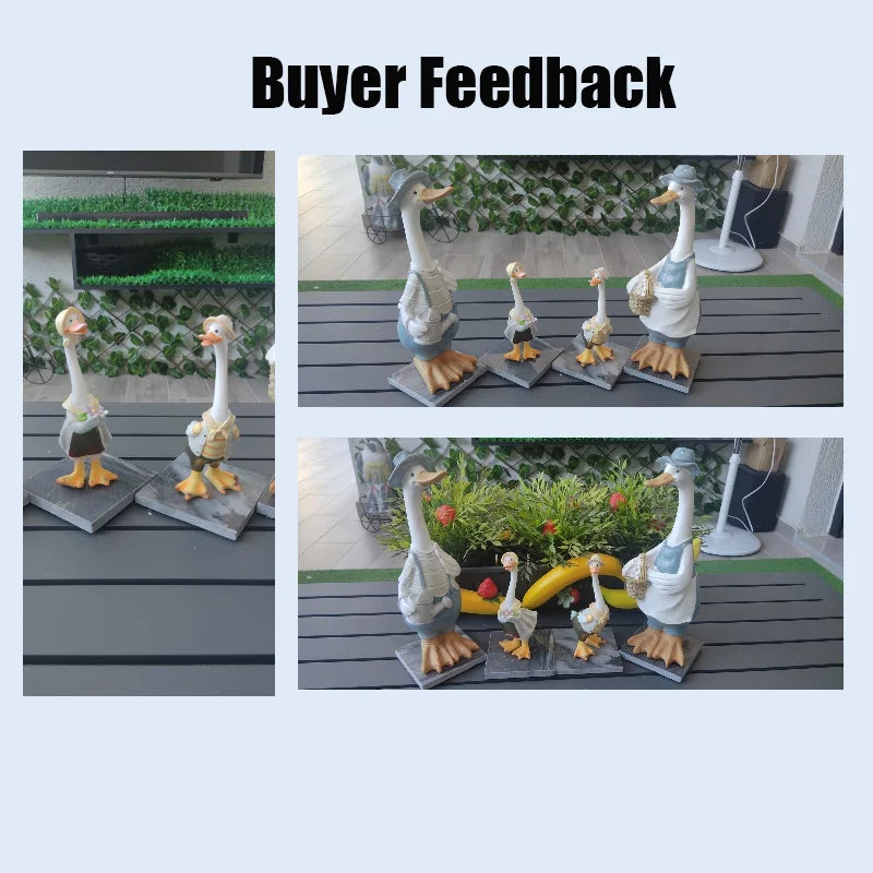 Garden Statue Resin Duck Craft Figurines Duck Family Member Courtyard Ornaments Artwork Animal Sculptures Modern Home Decor