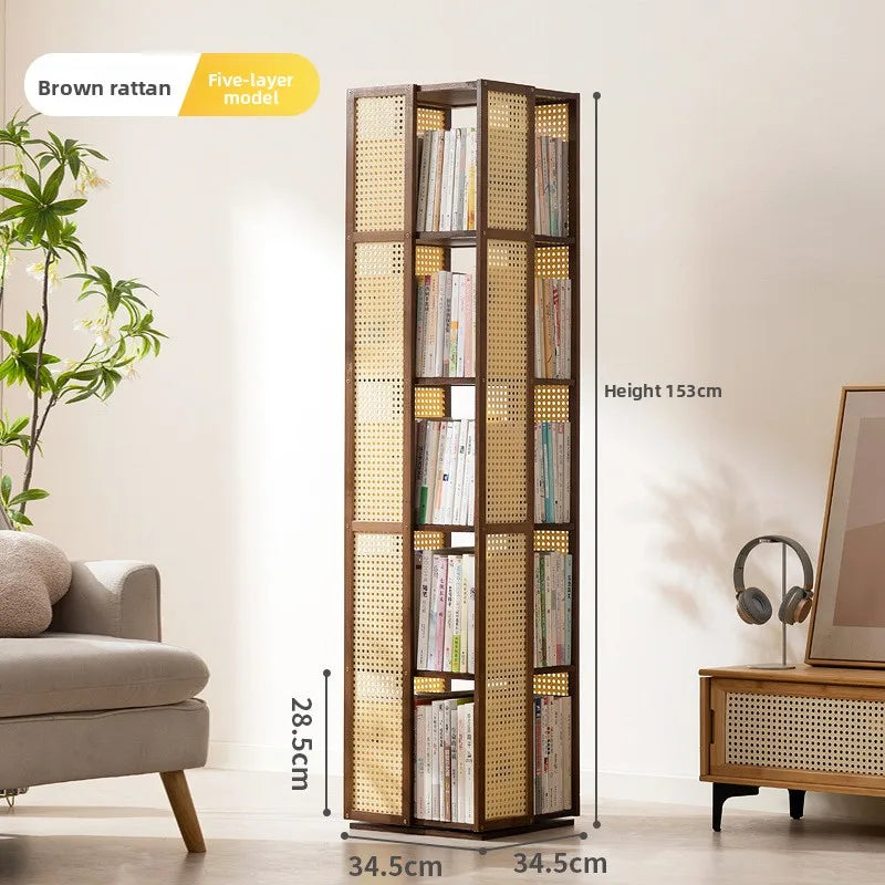 Rotating bookshelf 360 degree floor storage shelf Internet celebrity home simple student bookcase