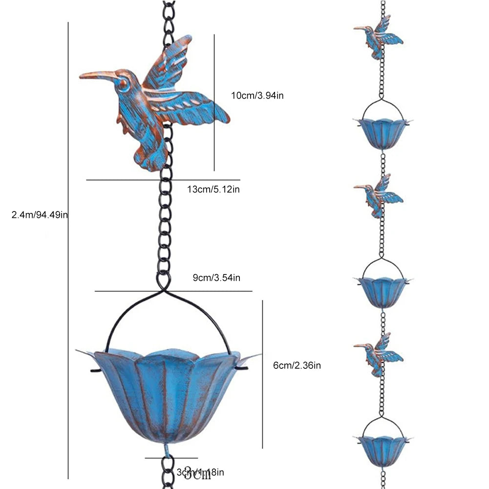 Lotus/Bird Rain Chain Garden Decoration Hanging Rain Catcher Chain Gardening Gutters Downspouts Rain Chain Outdoor Decors