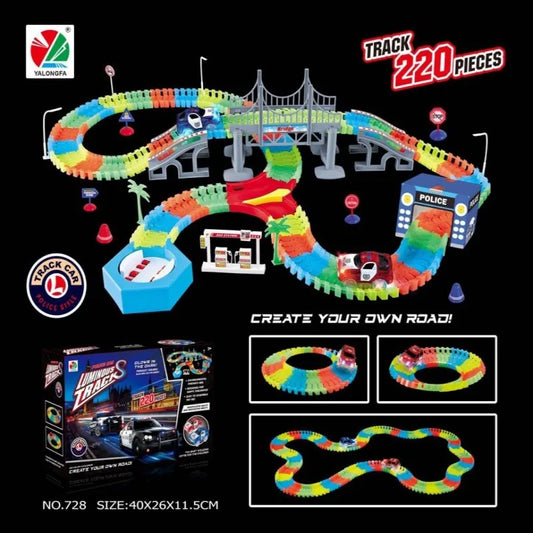 Electric Noctilucent assembly Track Toy Car Set for Kids - City Engineering Mini Car Puzzle - Boys Gift Track car