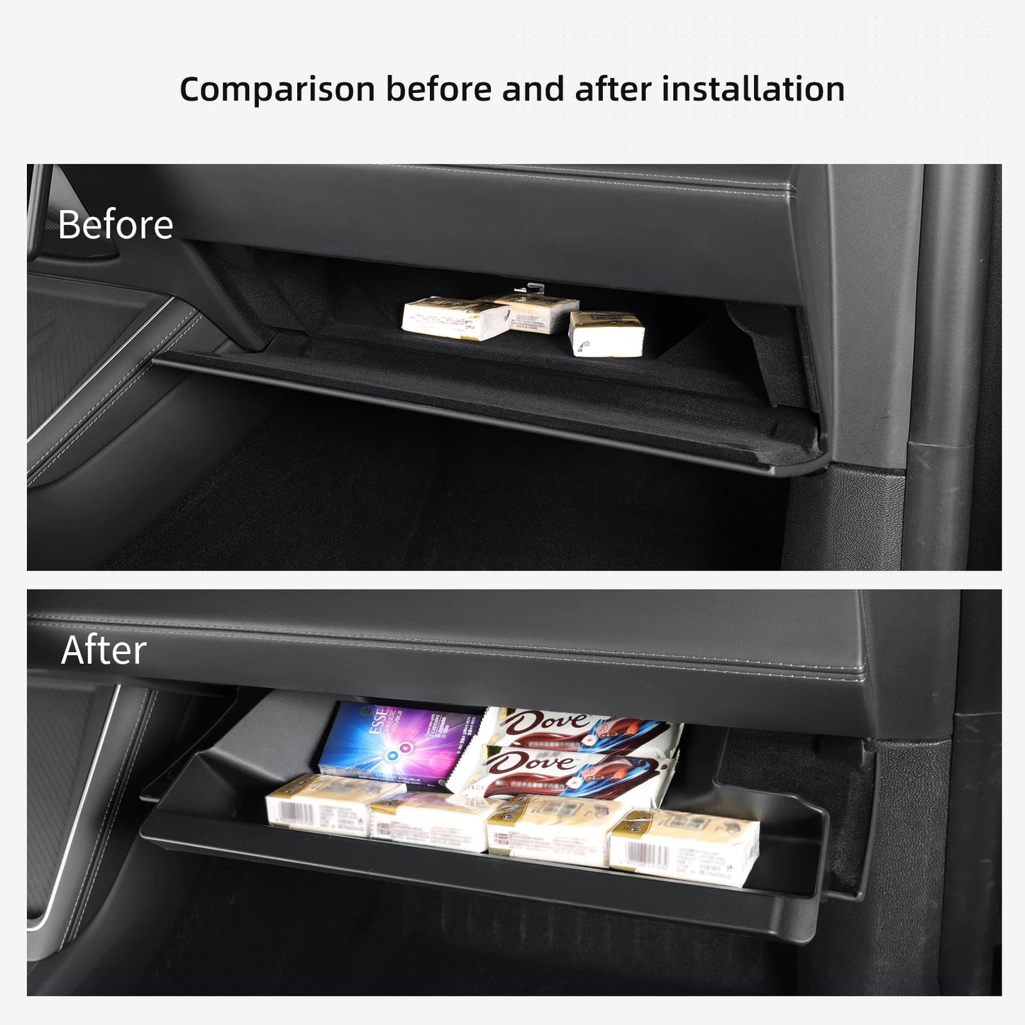 LUCKEASY for Tesla Model Y Launch 2025 Juniper Car Storage Box Car Glove Box Tray Pallet Case Organizer Accessories Tray TPE