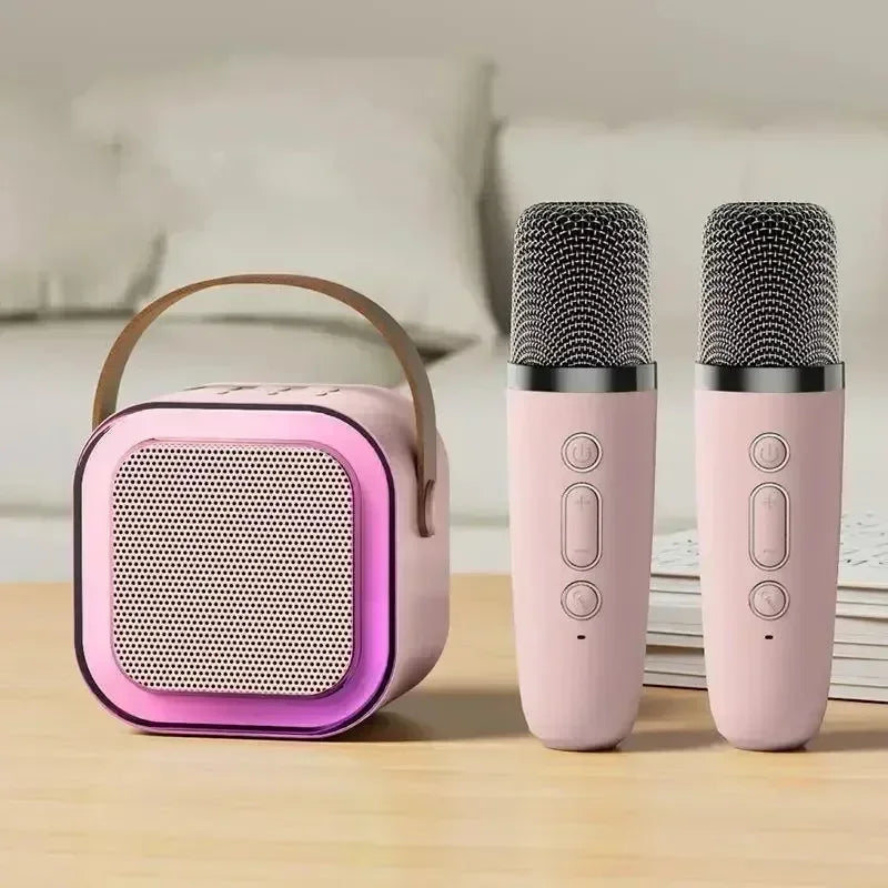 Portable Bluetooth Karaoke Machine - Wireless Speaker w/ 2 Microphones, RGB, for Kids Home Gift | AlluCanFind