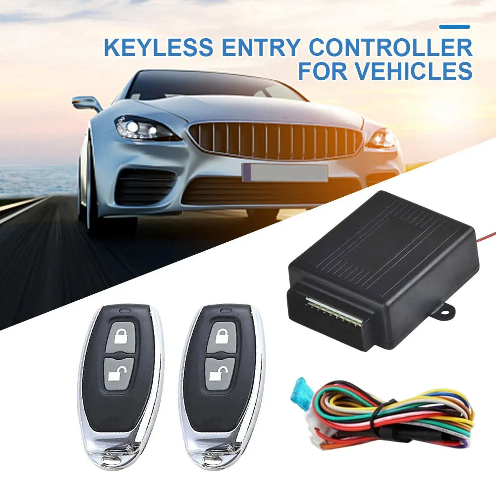12V Vehicle Keyless Entry System 2 Button Remote Control Car Central Locking System Remote Trunk Release Universal