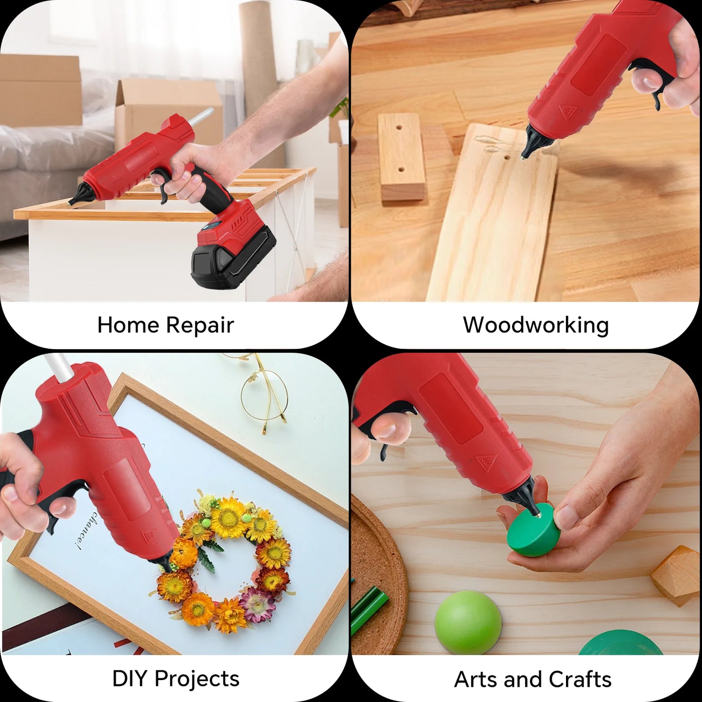 100W Cordless Hot Glue Gun for Milwaukee 18V Battery with 10Pcs 11mm Glue Sticks Quick Preheating DIY Repair Tool (No Battery)