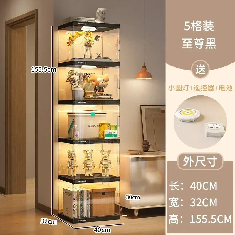Nordic Living Room Display Cabinet Bookshelf Storage Organizer Modern Design Cabinet With With Lights Home Decor Furniture