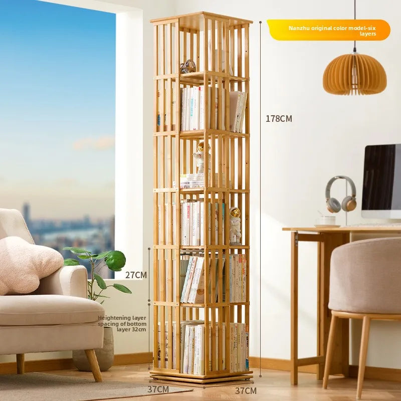 Rotating bookshelf 360 degree floor storage shelf Internet celebrity home simple student bookcase