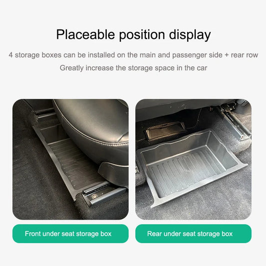New Under Seat Storage Box Drawer Type Organizer Storage Lower TPE Box Case for Tesla Model Y 2020-2023 Interior Accessories