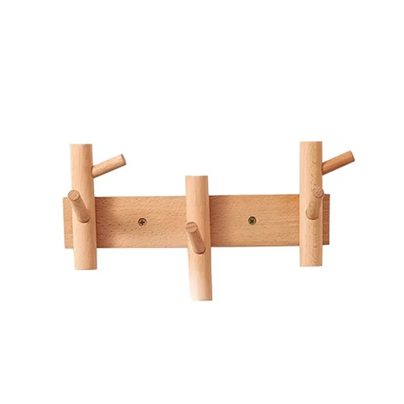 Creative Clothes Hanger Foyer Entrance Wood Hangers Multifunctional Bag Key Coat Hook Wall Mount Coat Racks Hanging Organizers