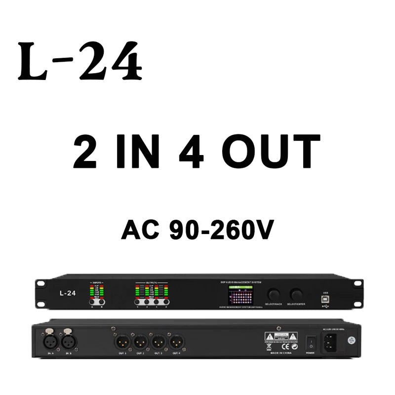 Paulkitson L-48 Professional Digital Audio Processor 4 IN 8 OUT 32-bit DSP Audio Speaker Management System Stage Performance