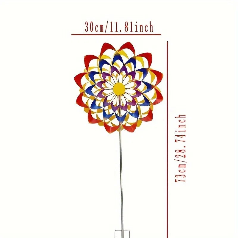 1pcs Rainbow Metal Windmill Cast Iron Garden Stake Lawn & Yard Decor Weathervone Outdoor Wind Spinner for Garden Decoration