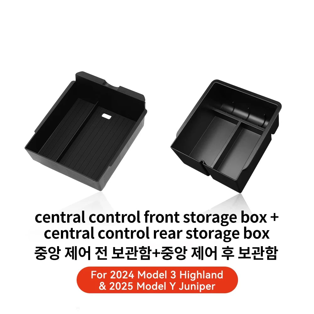 YZ For Tesla Model 3 Highland 2024 Model Y juniper 2025 Storage Box Center Armrest Hidden Box Cup Holder Organizer Accessories