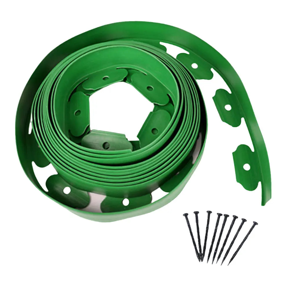 5/10M Fixed Garden Barrier Lawn Grass Plastic Edging Border With 30 Anchoring Spikes Easy Install Garden Edge Kit