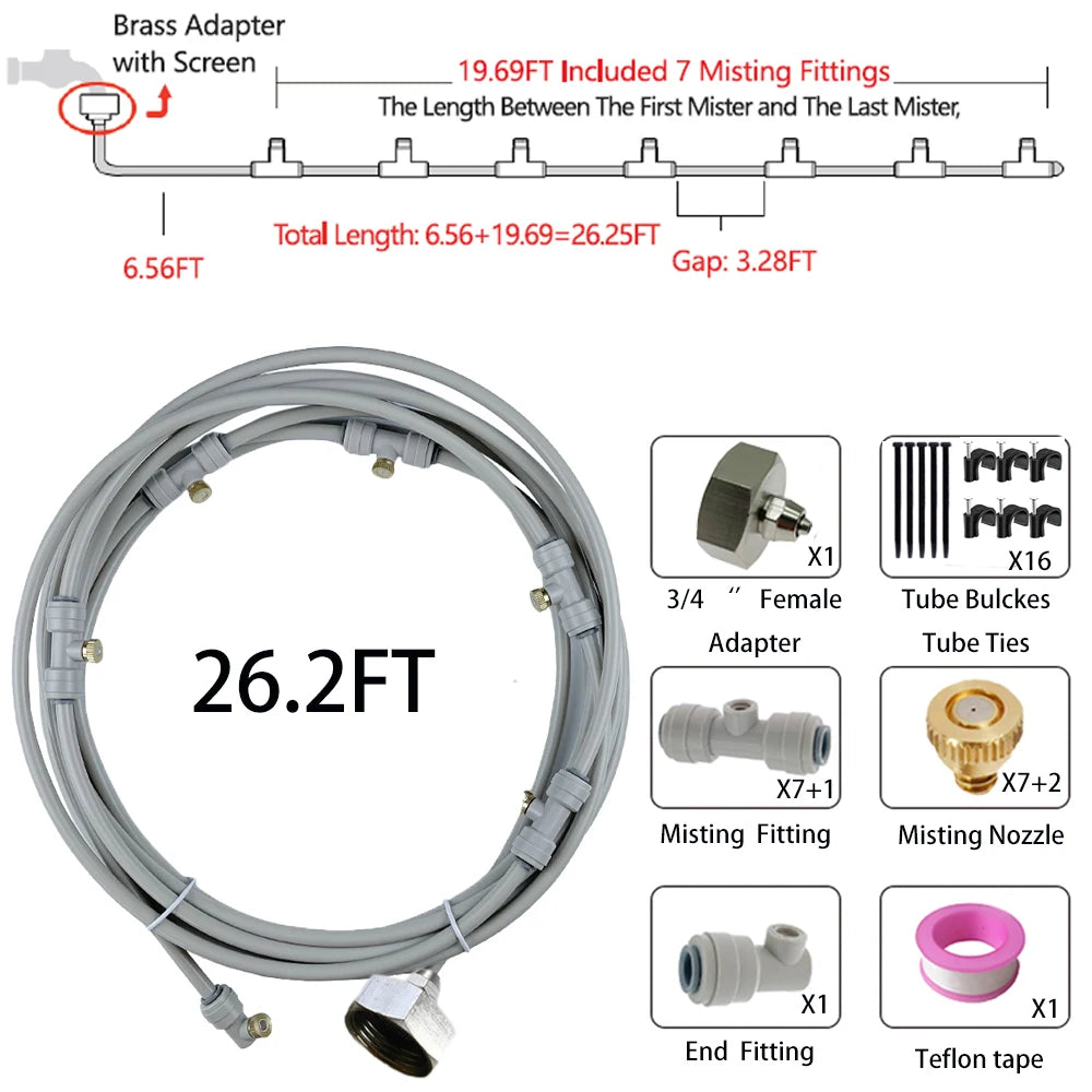 Patio Misters for Cooling Backyard Water Mister Kit for Waterpark, Garden, Greenhouse, Canopy, Porch, Umbrella Gazebo Trampoline