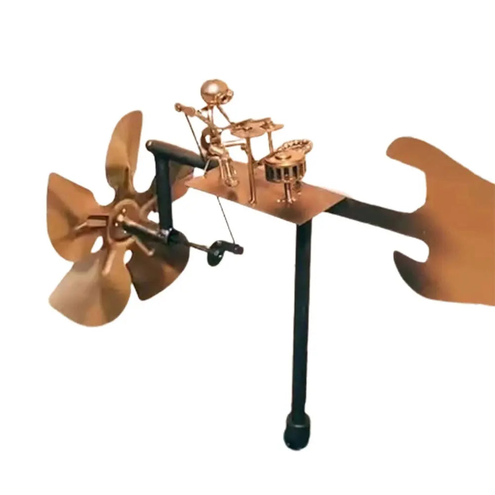 NEW Handmade Metal Drummer Windmill Garden Statue Metal Guitar Wind Spinner Decorative Power Rock Art for Lawn Porch Yard Decor