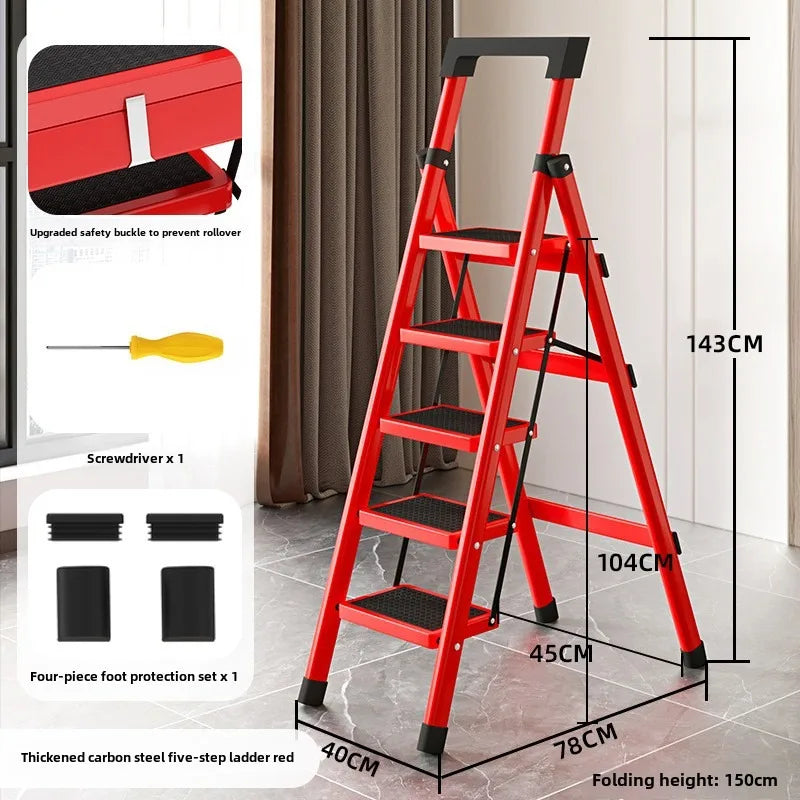 Home ladder stool folding zigzag ladder anti slip pedal ladder indoor