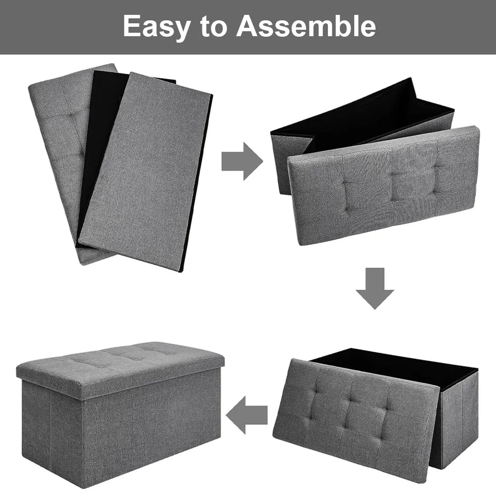 Seat stool Foldable Storage Stool footrest stool Folding Chest Storage Cube Upholstered Seat Removable Lid Home Decor
