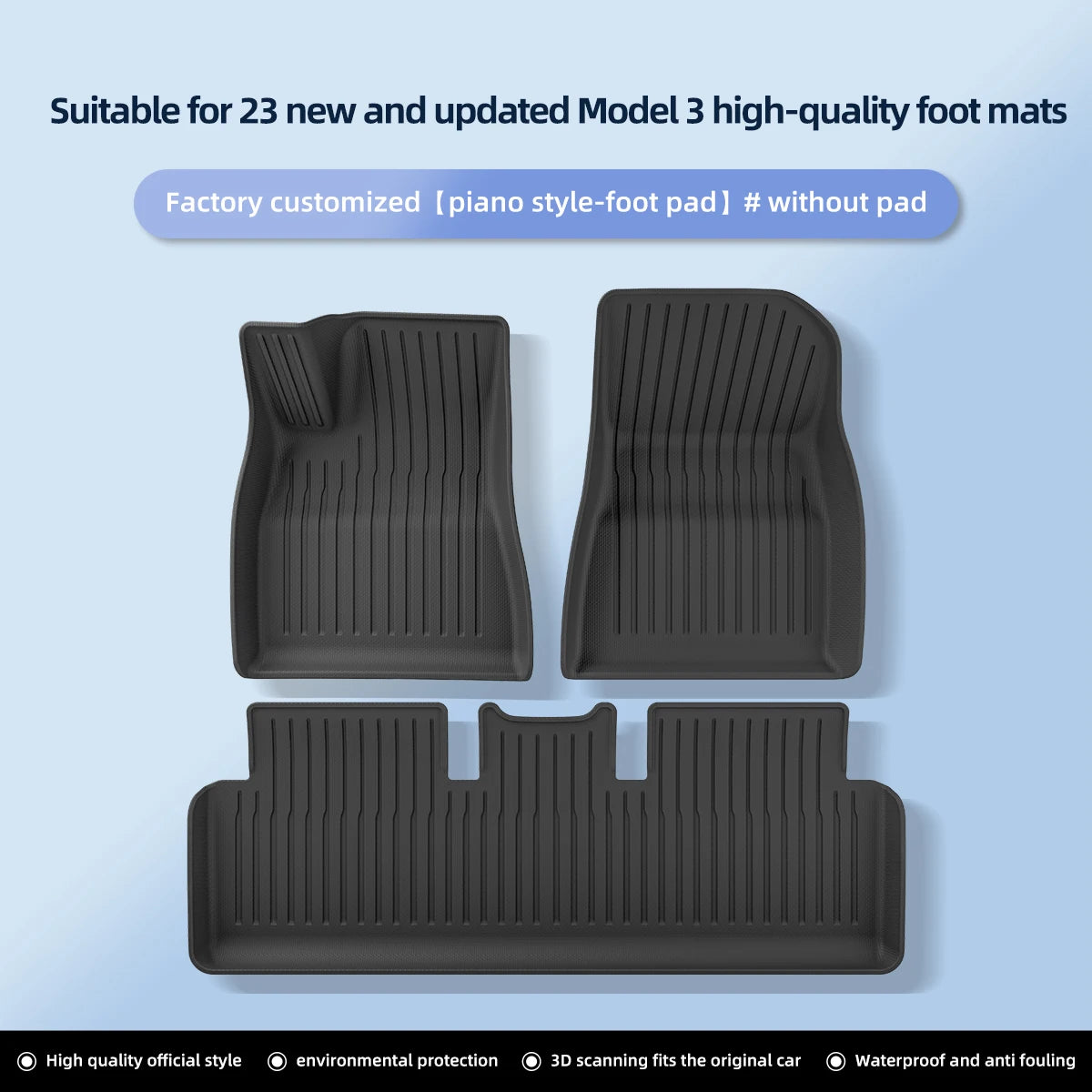 For Tesla Model 3 Highland Floor Mats 2024 Car Accessories TPE Waterproof Foot Pad Front Rear Trunk Mat Rear Seat Backrest Pad