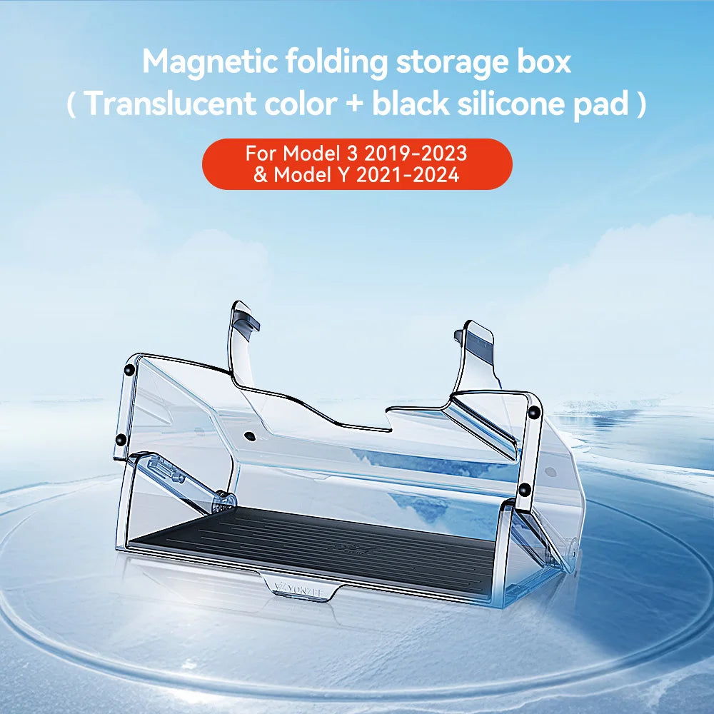 YZ For 2021-2025 Tesla Highland Model 3 Y Juniper Tray Magnetic Under Screen Hidden Storage Box Magnetic Hidden Screen Box