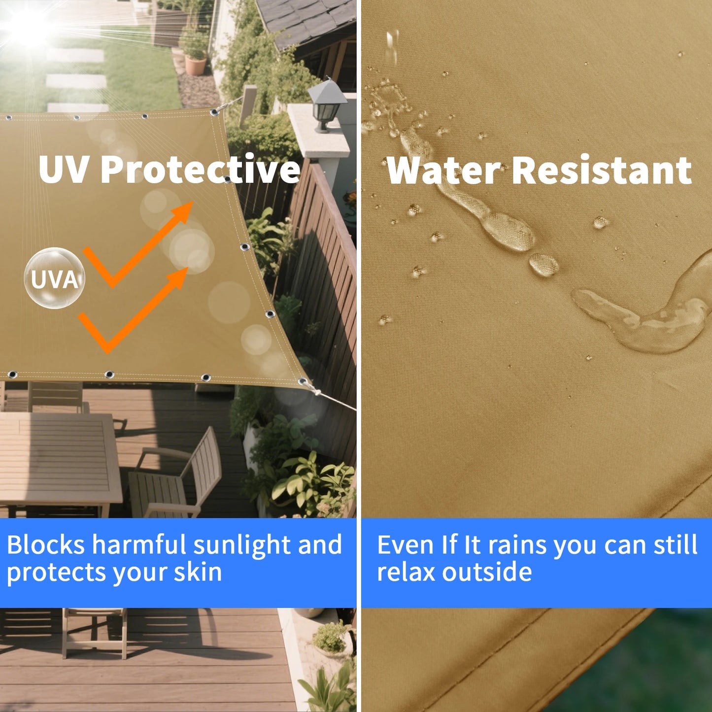 Waterproof Sun Shade Cloth with Grommets Rectangle Square Patio Sun Screen Pergola Shade Sail Canopy Cover Tarp Screens