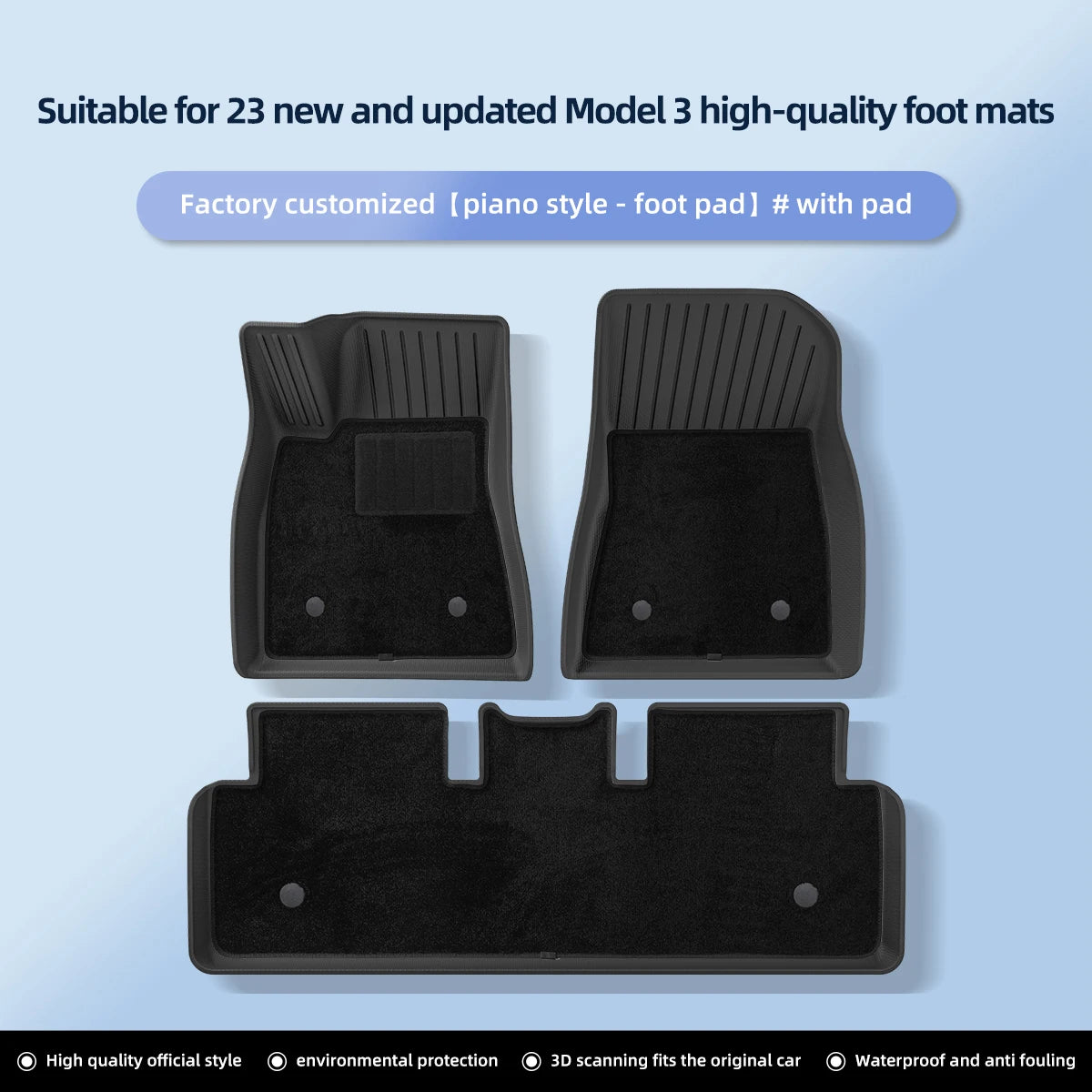 For Tesla Model 3 Highland Floor Mats 2024 Car Accessories TPE Waterproof Foot Pad Front Rear Trunk Mat Rear Seat Backrest Pad