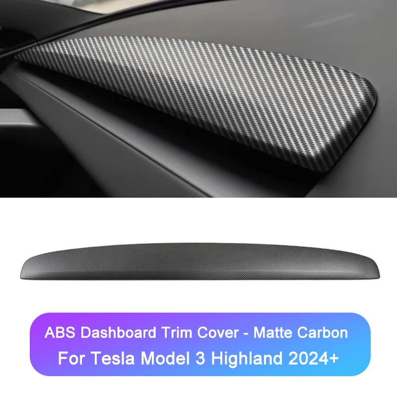 For Tesla Model 3 Highland 2025 2024 Dashboard Cover ABS Carbon Fiber Air Outlet Panel Cover Trim Sticker Interior Accessories