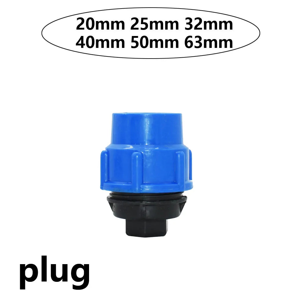 20/25/32/40/50/63mm PE Pipe Quick Connector Valve Tee Elbow Direct End plug Garden Tap Plastic Valve T-type Water Splitter