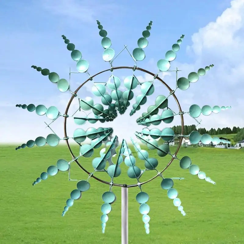 3D Wind Powered Wind Spinners Metal Wind Solar Spinners Garden Iron Windmill Ornaments For Yard And Garden Decor