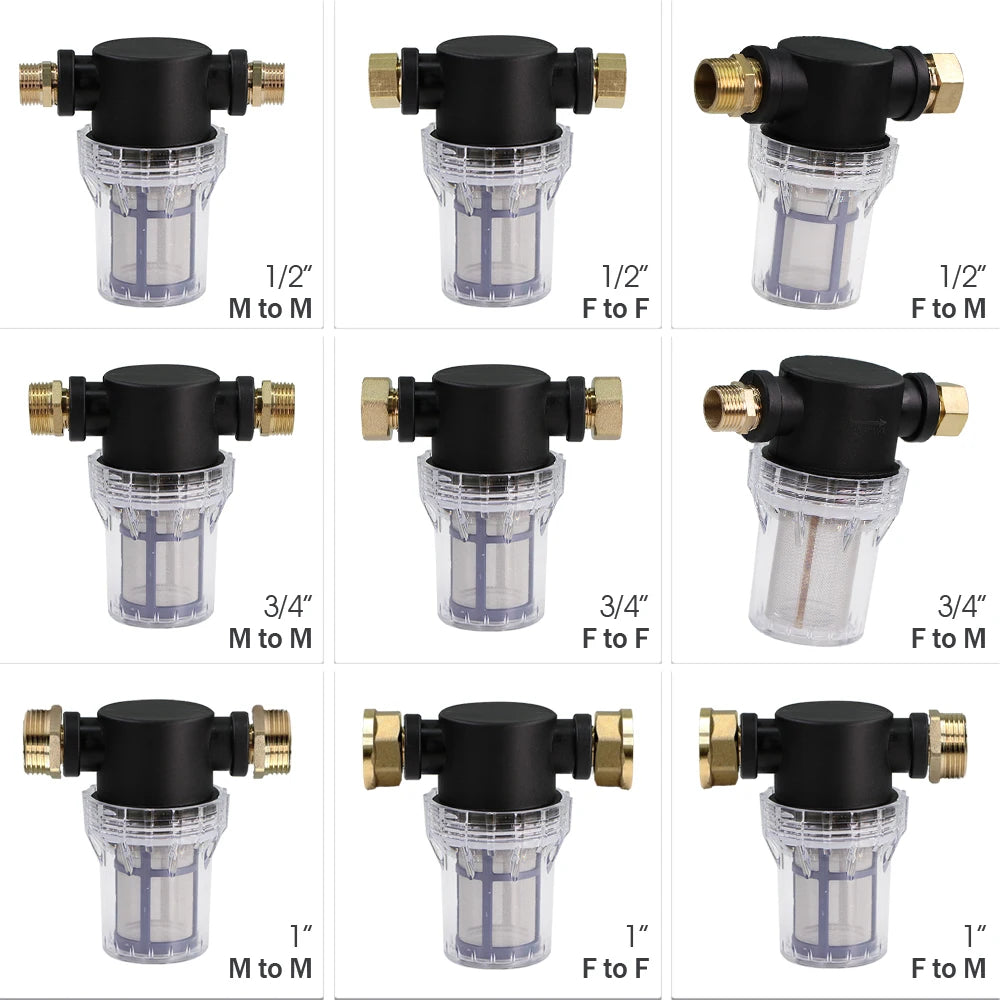1/2'' 3/4'' 1'' Garden Hose Filter Brass Coupling Joint Agricultural Irrigation Tubing Prefilter Impurities 10-200 Mesh Strainer