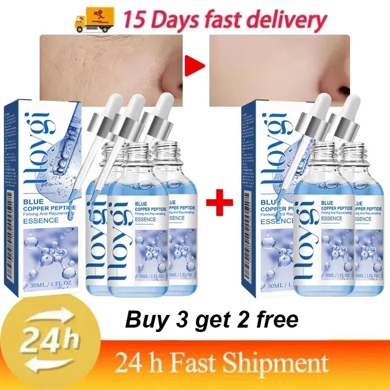 Blue Copper Peptide Wrinkle Serum Firming Lifting Reduce Fine Lines Restore Skin Elasticity Moisturizing Hydrating Brighten 30ml