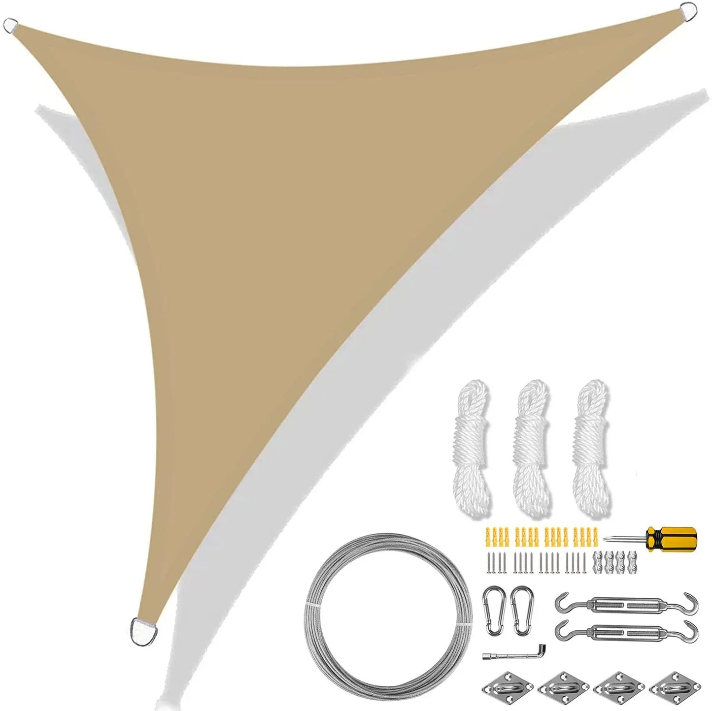 5/3.6/3/2M Triangle Shade Sail Waterproof Sunshade Sail Canopy 98%UV Block Awning with Free Rope for Garden Patio Pergola Gazebo