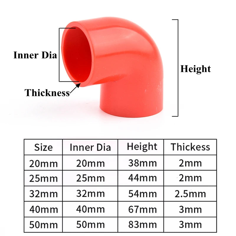 20mm~50mm Red PVC Pipe Fitting Connectors Garden Irrigation 90° Elbow Direct Tee Joint Aquarium Pipeline Water Delivery Joint