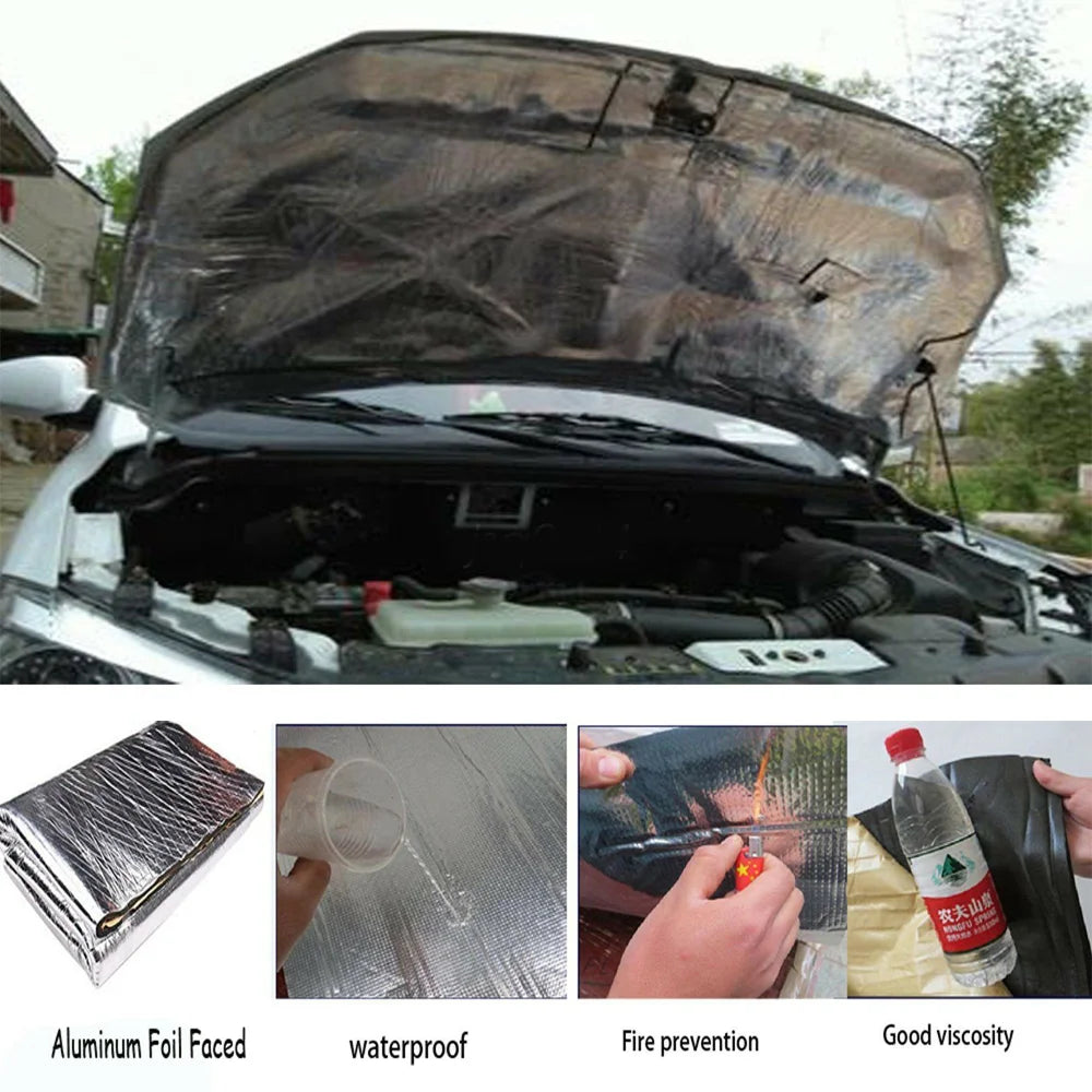 157"x39" Automotive Sound Deadening Insulation Mat - Aluminum Heat & Noise Barrier for Car, 5mm Thick X 400cm X 100cm