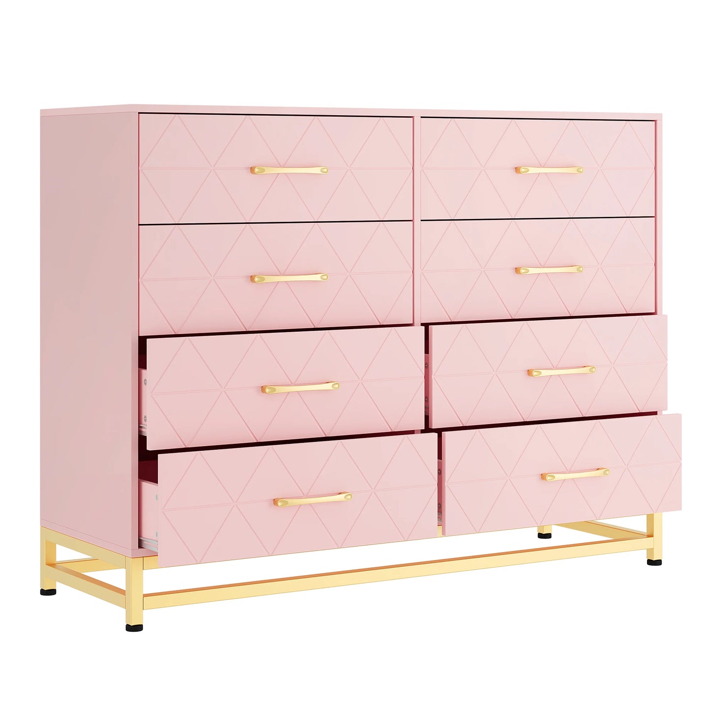8 Drawer Dresser with Metal Handles,Modern Wood Chest of Drawers,Sturdy Frame Bedroom Furniture for Closet Hallway