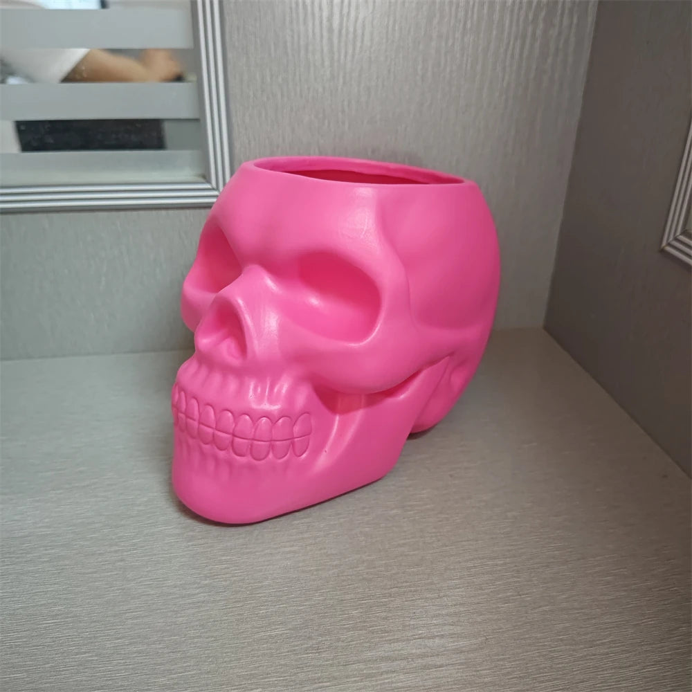 Skull Planter Vase Gothic Skull Flower Pot Goth Plant Pots Succulent Planters For Home Decor Halloween Decoration Pen Holder