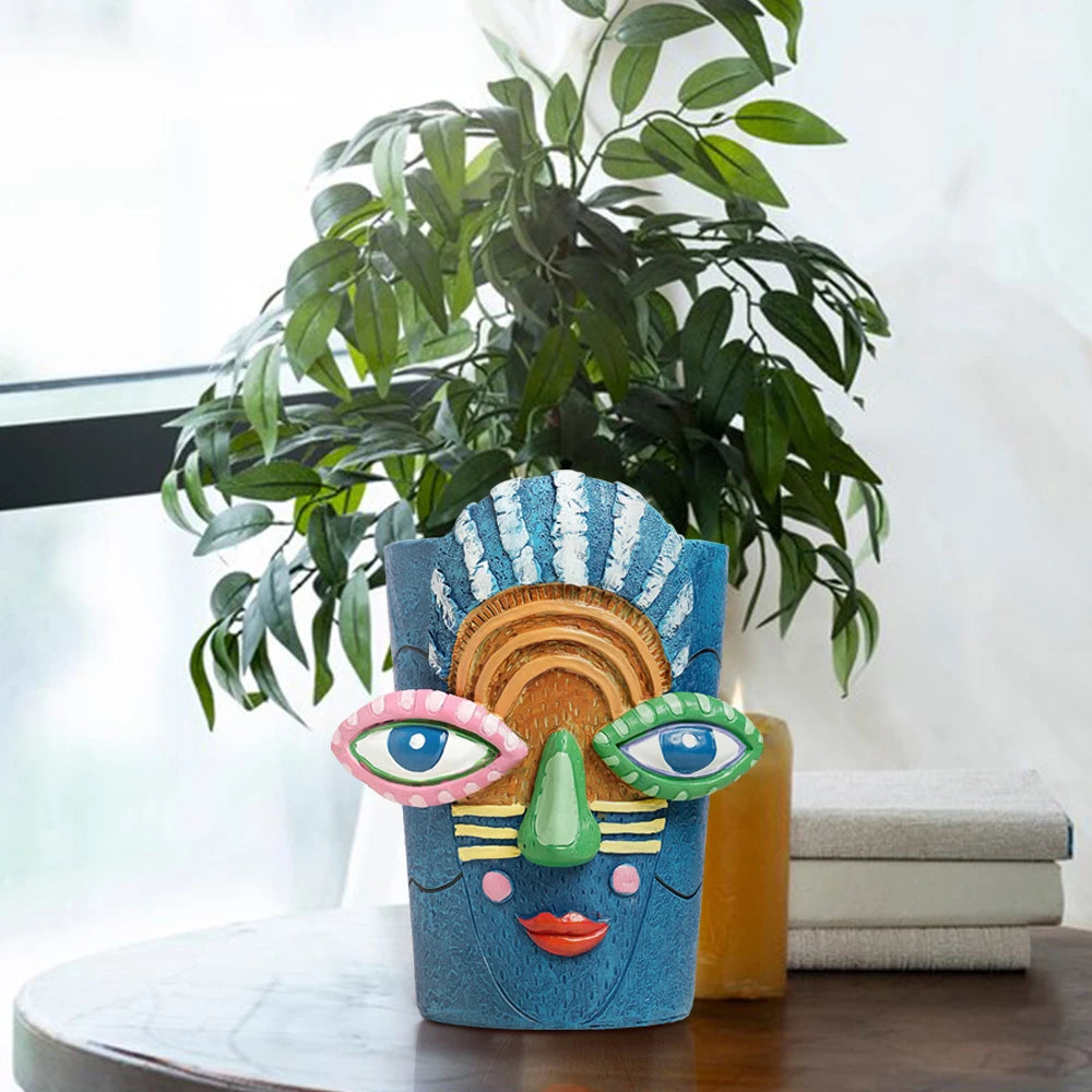 Abstract Face Planter Pot for Indoor Outdoor Plants Herb Succulent Cactus Flowerpot Home Balcony Garden Patio Art Decor