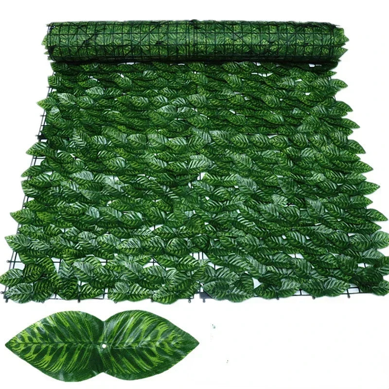 Artificial Leaf Privacy Fence Screen Fake Hedge Panels Balcony Screen Ivy Leaves Fence Screen for Wall Garden Patio Decor