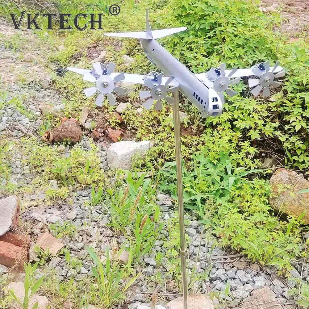 Metal Spinner Aircraft Windmill Handmade Wind Spinner Wind Energy Sculpture Airplane Wind Spinners for Outdoor Decor Garden Yard