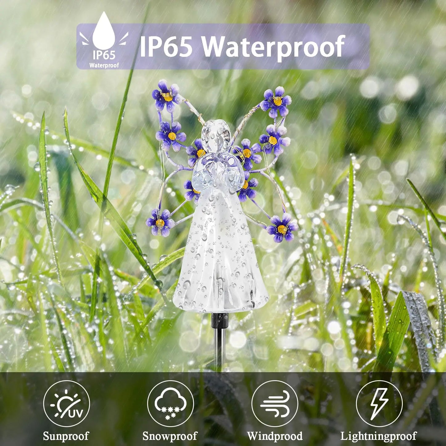 1/2/4Pack Solar Garden Light Fairy Angel Solar Powered Fairy Light LED Outdoor Decorative Pathway Light for Cemetery Grave Yard