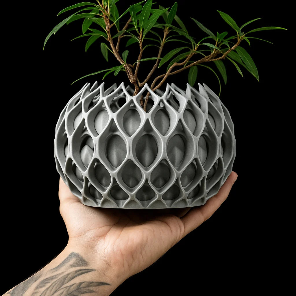 Modern Minimalist 3D Printed Plant Pot – Biodegradable Flower Planter for Home Decor, Eco-Friendly Sustainable Gift (Invader)
