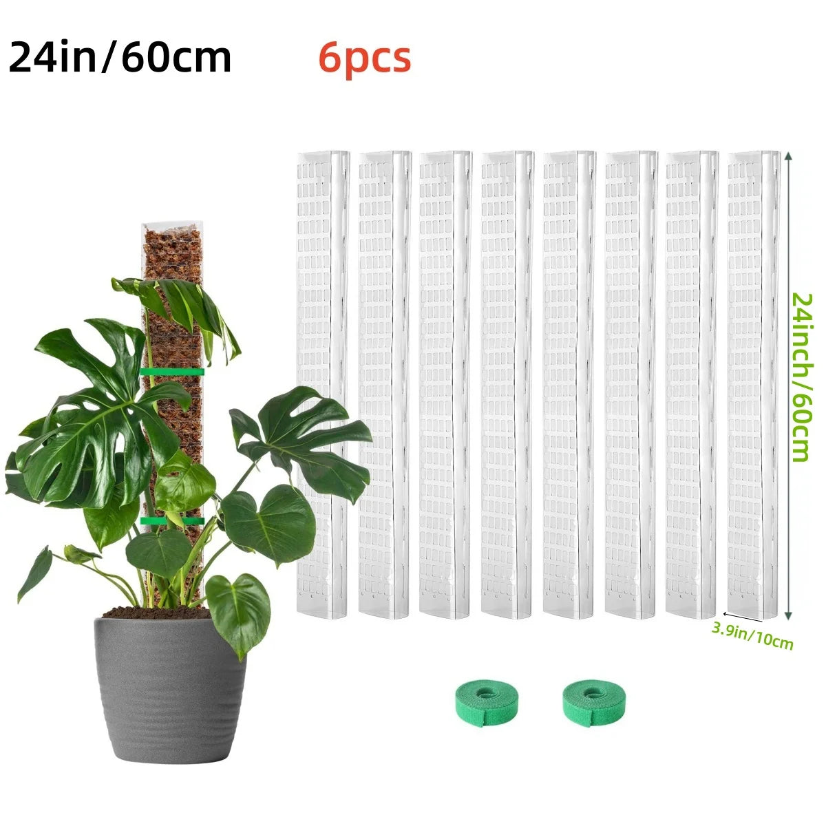 Plastic Moss Pole for Plants Monstera,24in/36in/48 inch Plant Poles for Climbing Plants Indoor Plant Support Garden Growth Stake